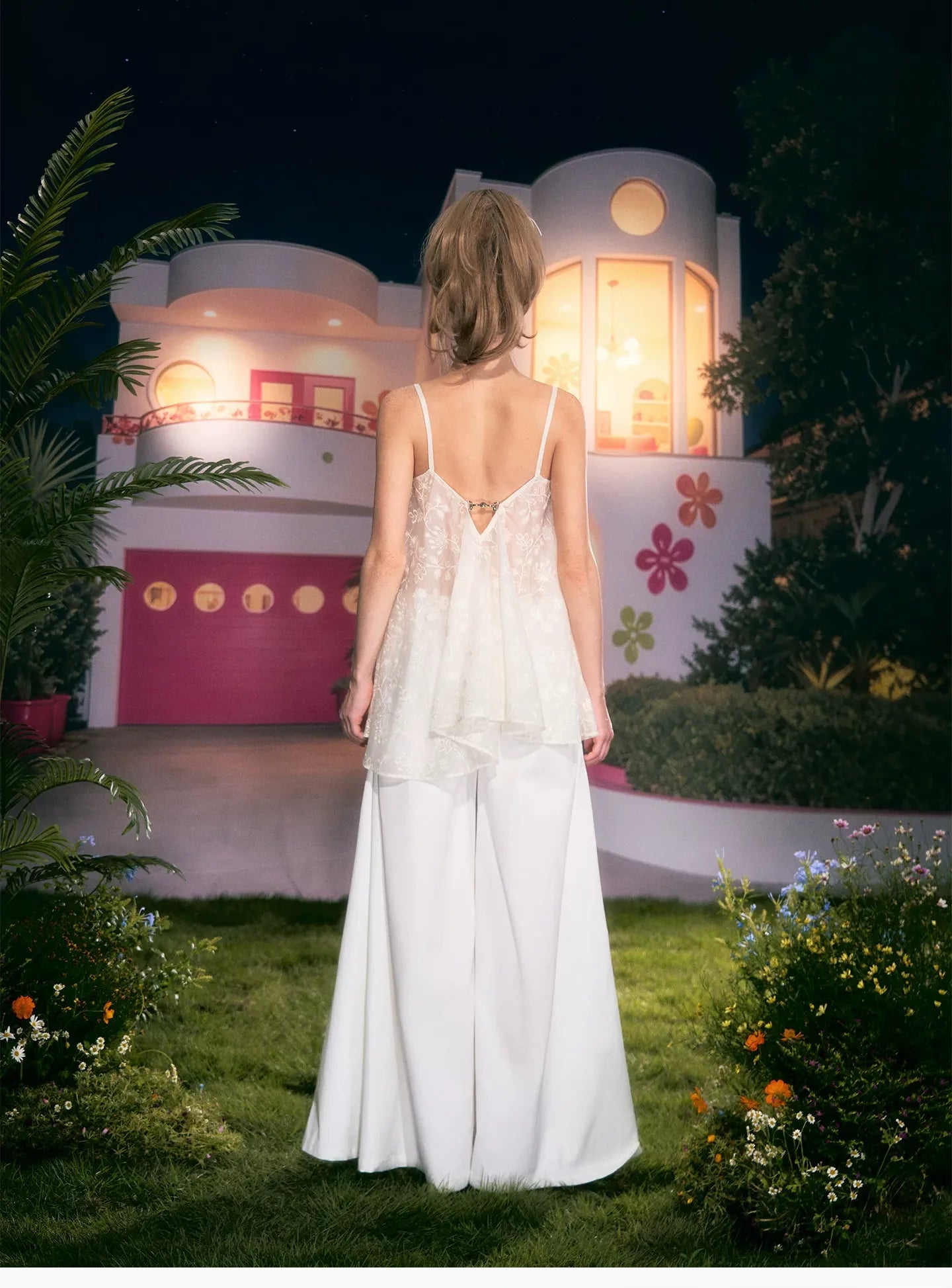 Structured A-Line Wide-Leg Pants