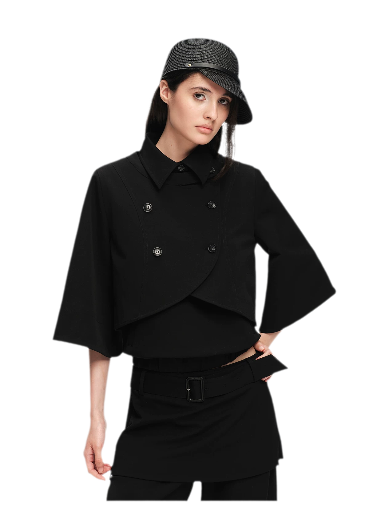 Double-Breasted Cape Vest Coat