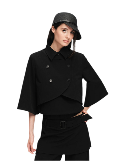Double-Breasted Cape Vest Coat