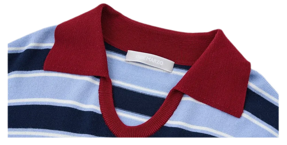 Striped Snow Bear Polo Sweater