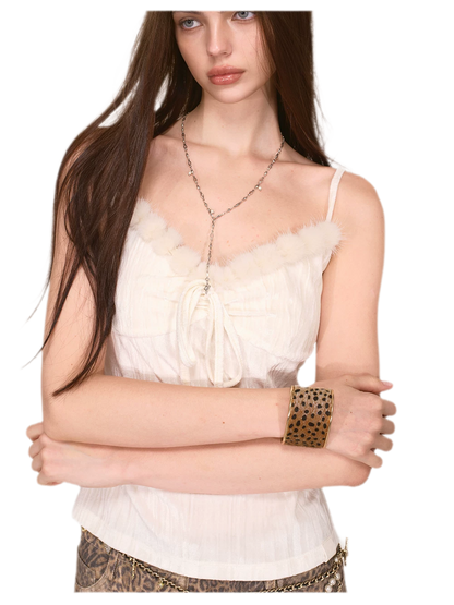 Embossed Pleated Velvet Cami Top