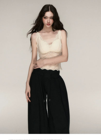 Elastic Lace Trim Camisole