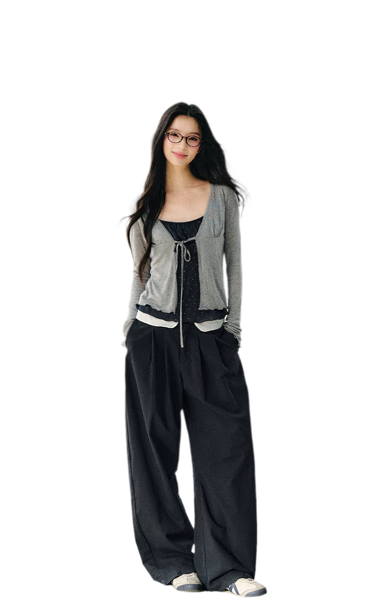 Sheer Drawstring Ruffle Cardigan