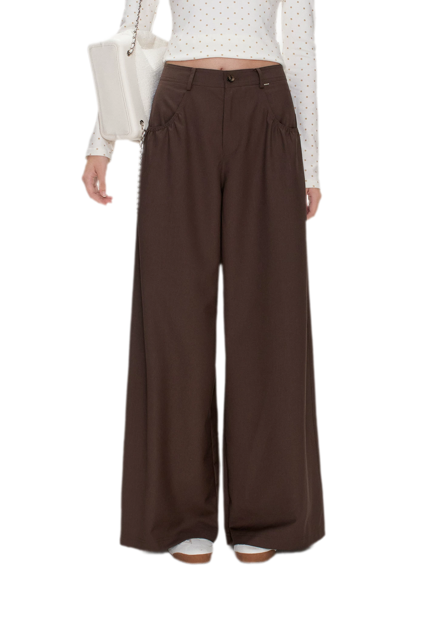 Gathered Waist Wide-Leg Trousers