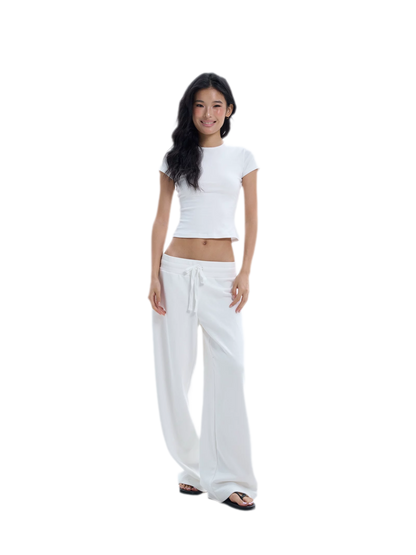 Wide-Leg Drawstring Sweatpants