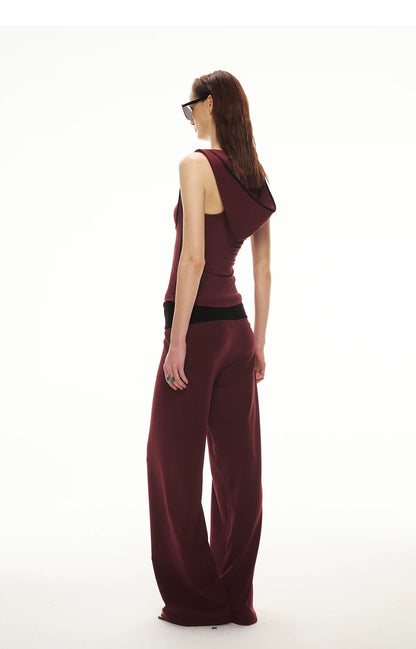 Tencel Knit Two-Piece Hoodie Vest &amp; Drawstring Pants