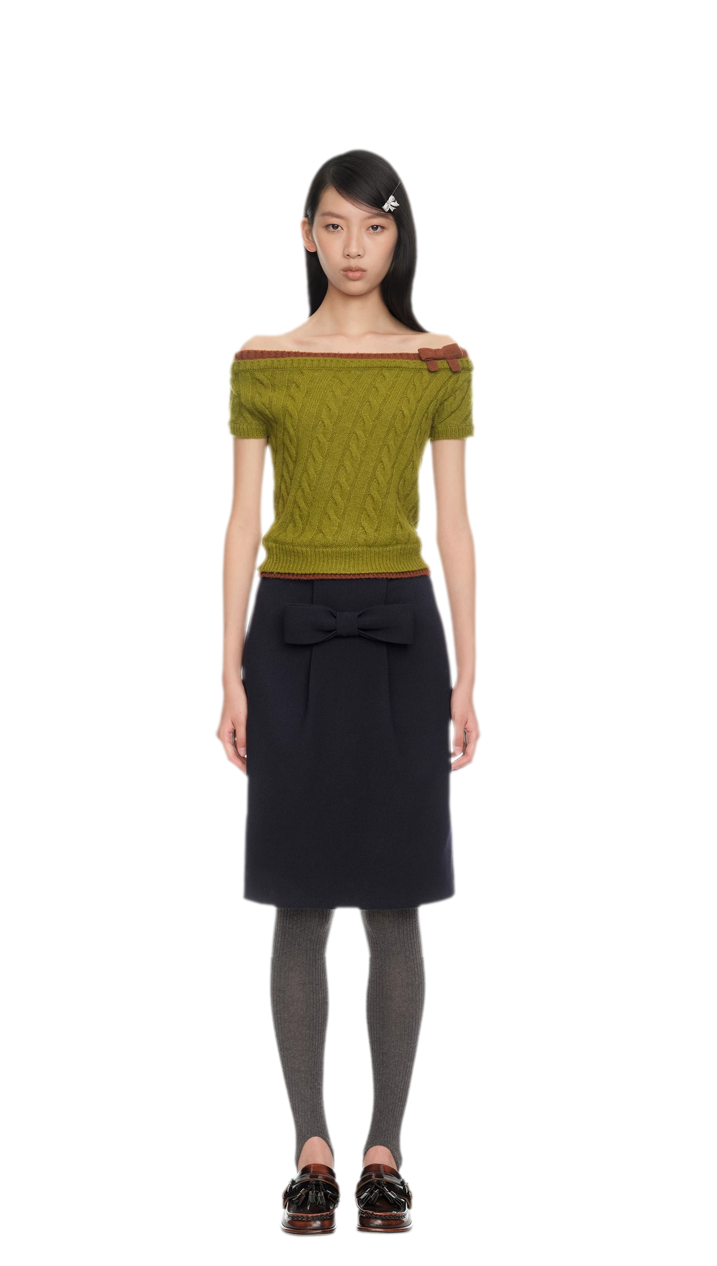 Cable Knit Off-Shoulder Top