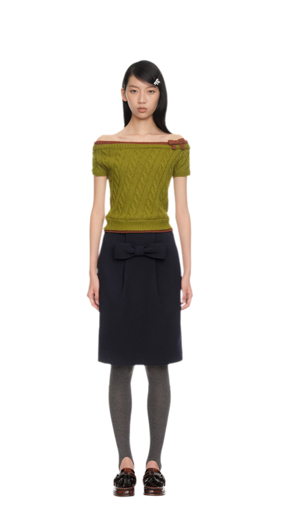 Cable Knit Off-Shoulder Top