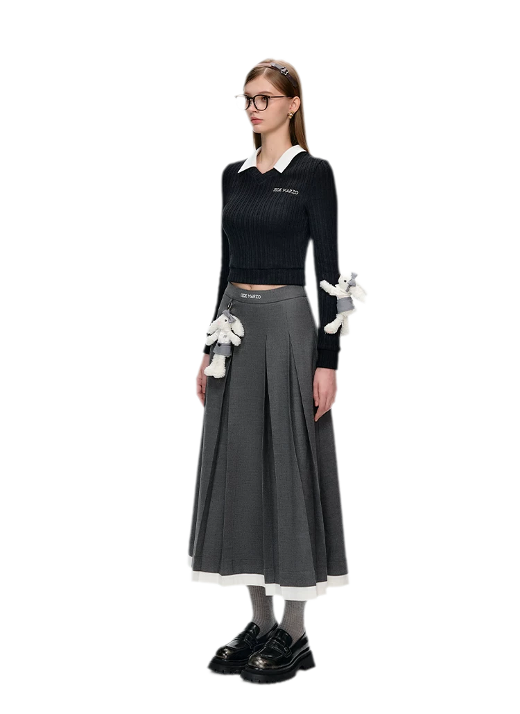 Faux Layered V-neck Sweater
