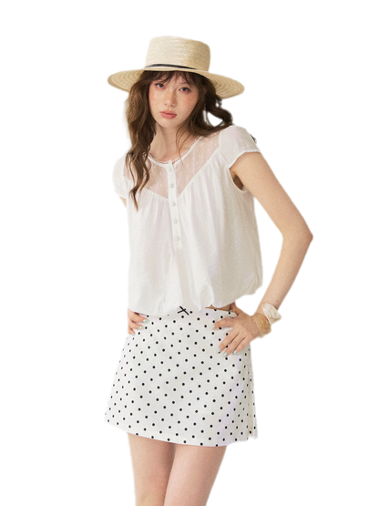 French Puff Short Blouse