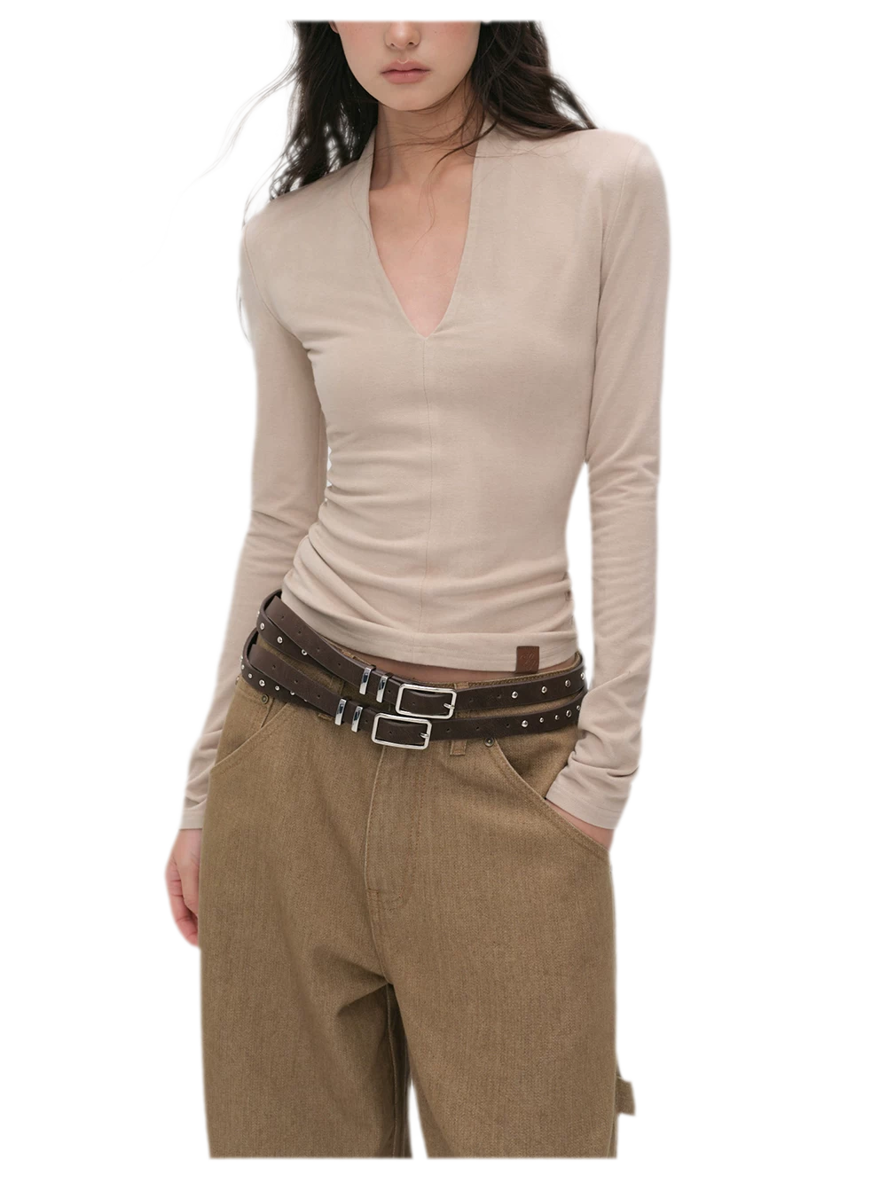 Cashmere-Feel X-Line Ribbed Top