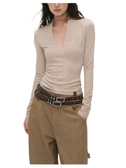 Cashmere-Feel X-Line Ribbed Top
