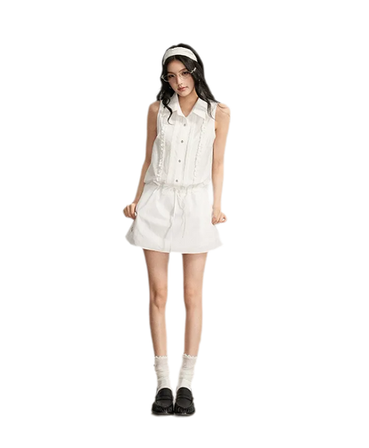 Lace Trim Shirt Dress