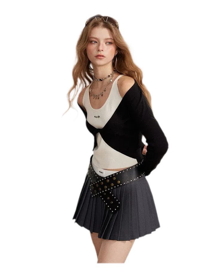 Color-Block Faux Two-Piece Knit Top