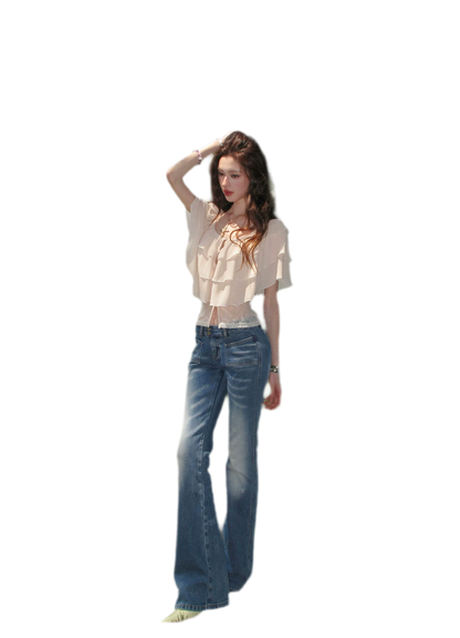 Milk Almond Ruffle Blouse