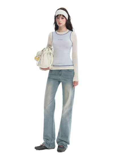 Contrast Trim Layered T-Shirt