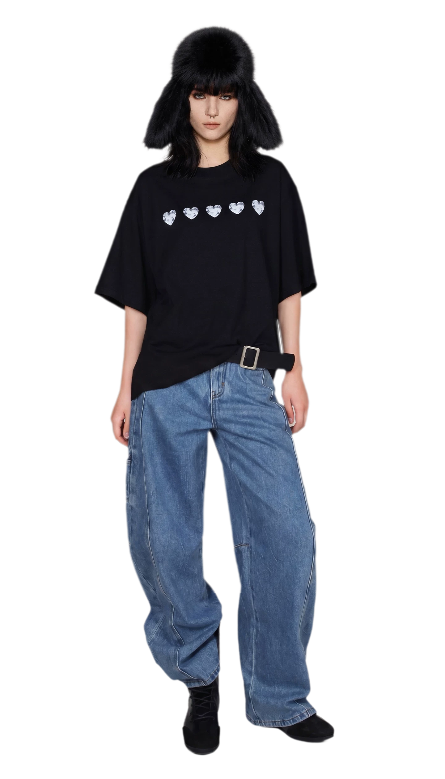 Silver Print Oversized T-Shirt