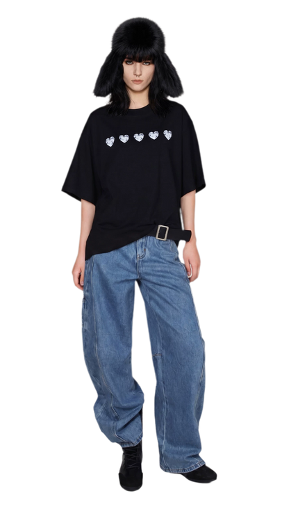 Silver Print Oversized T-Shirt