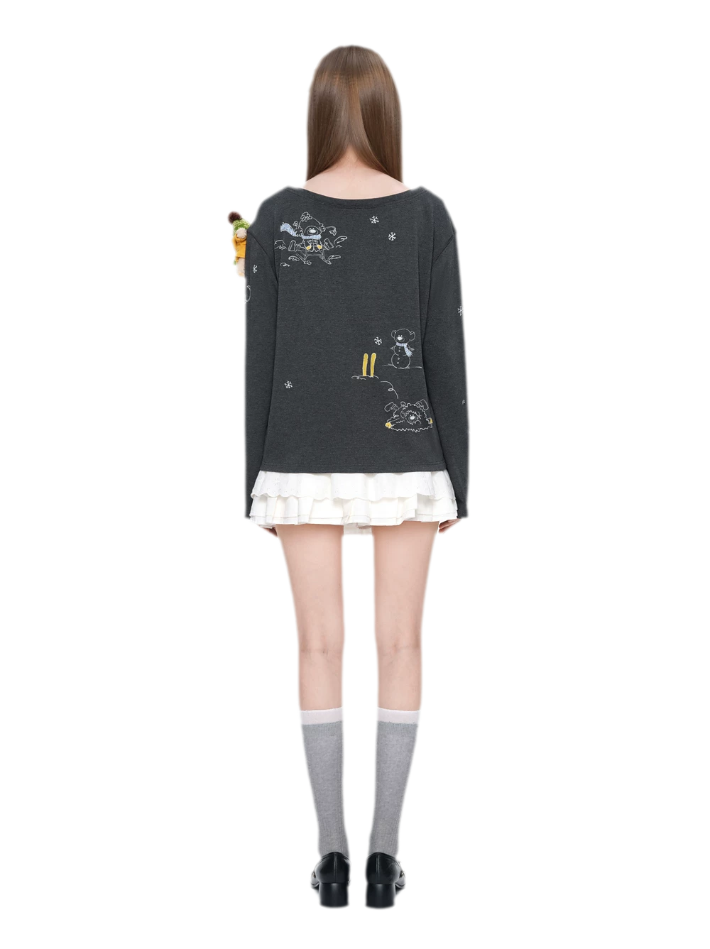 Graphic Off-Shoulder Long-Sleeve T-Shirt