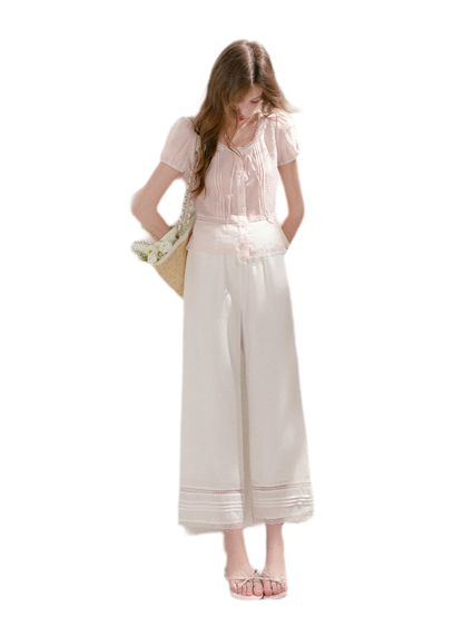 Tencel Linen Cropped Straight-Leg Pants