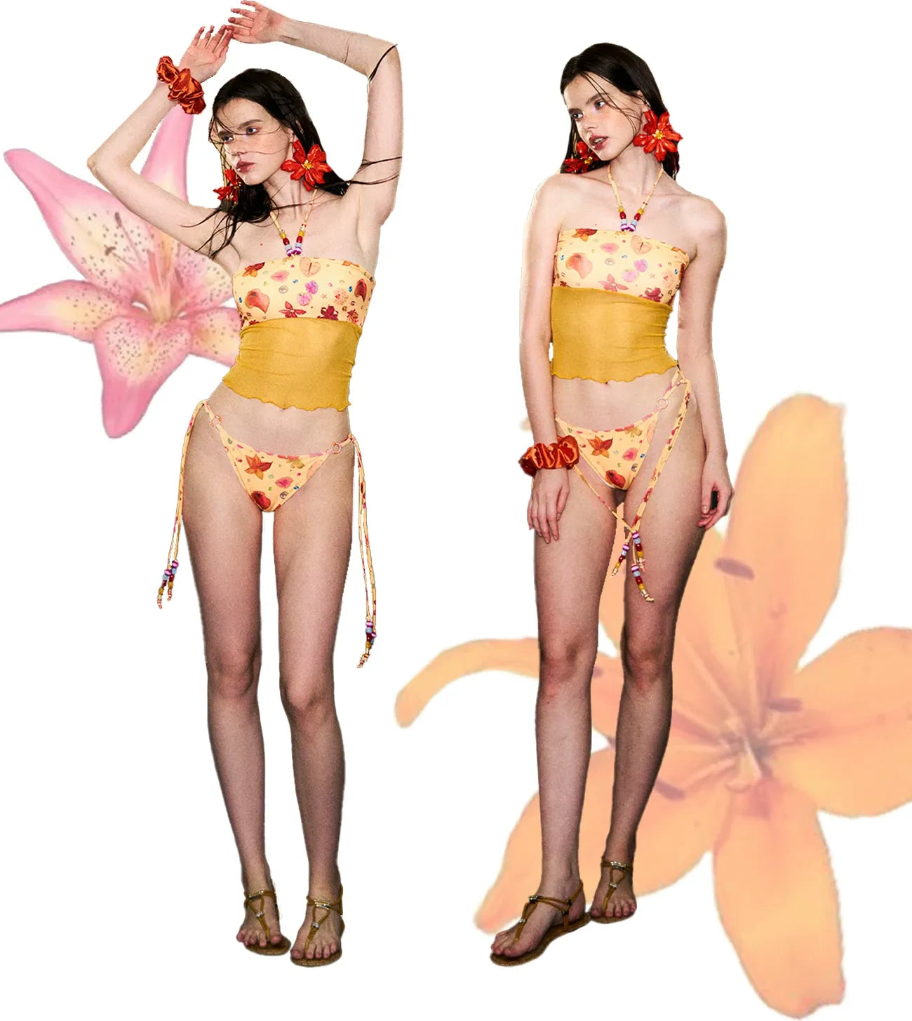 Floral Mesh Bikini Set