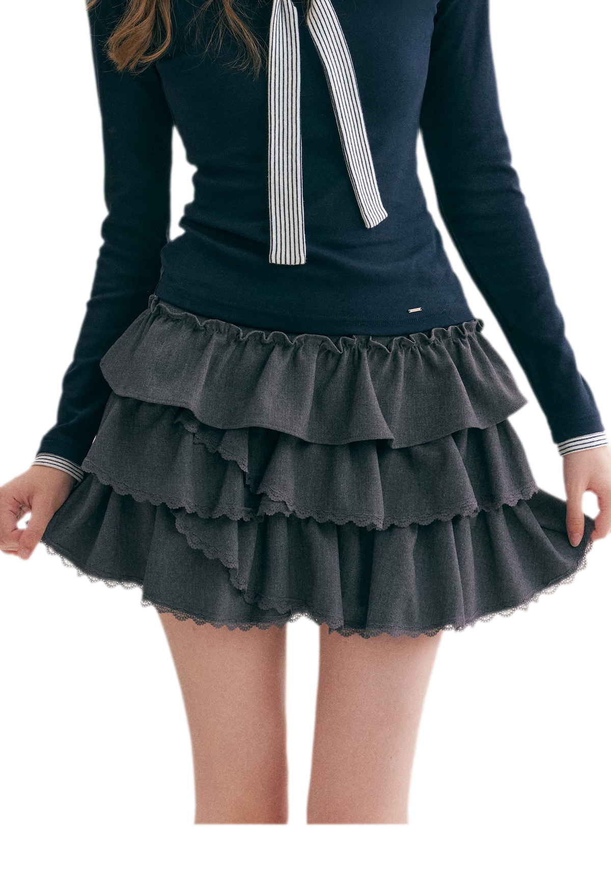 Layered Ruffle A-Line Skirt