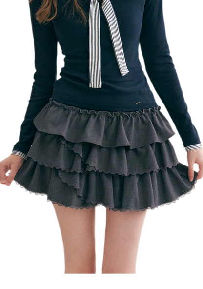 Layered Ruffle A-Line Skirt