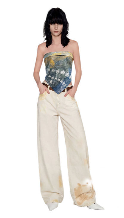 Denim Print Silk Scarf