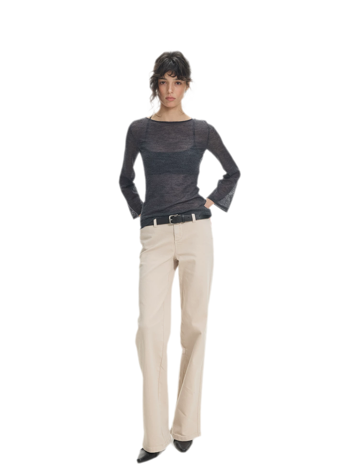 Mohair Sheer Flared Sleeve Top
