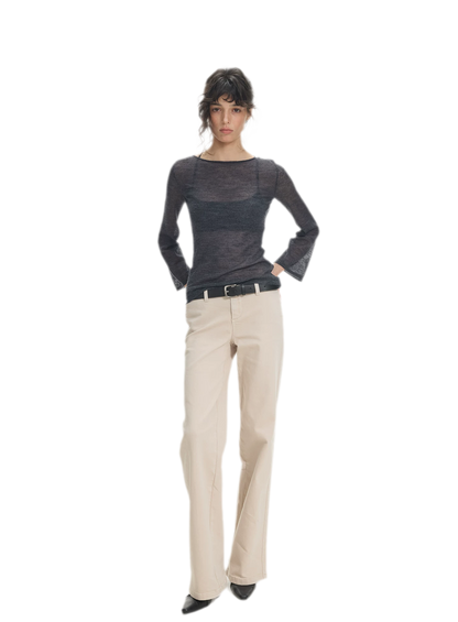 Mohair Sheer Flared Sleeve Top