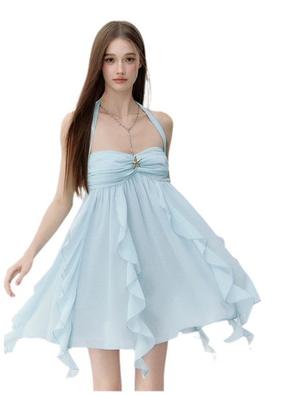 Starfish Ruffle Halter Dress