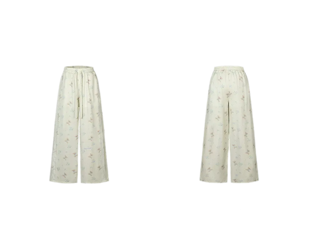 Floral Print Wide-Leg Trousers