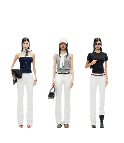 White Denim Jeans - Slim Fit Straight Leg