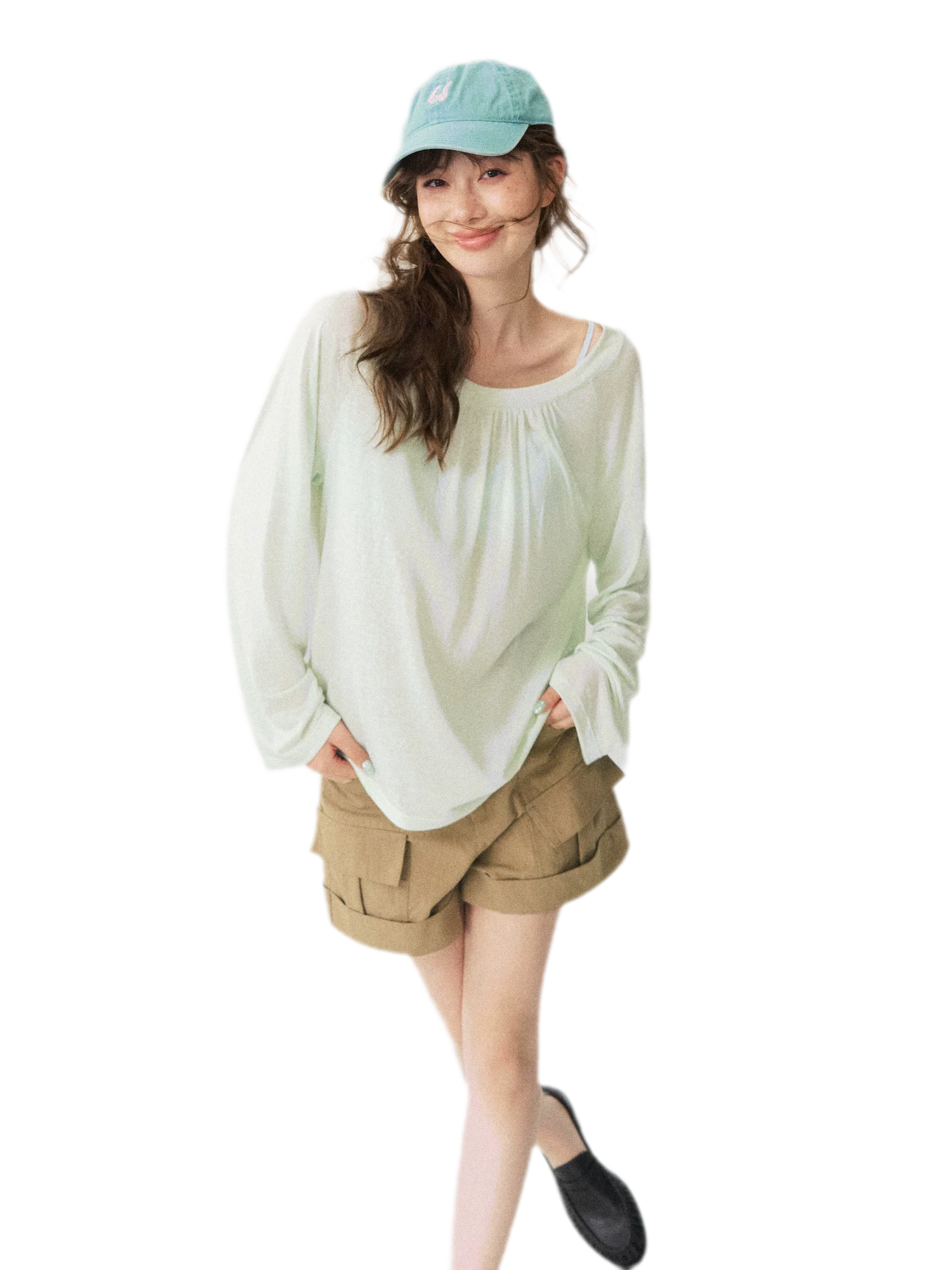 V-Neck Ruched Long Tee