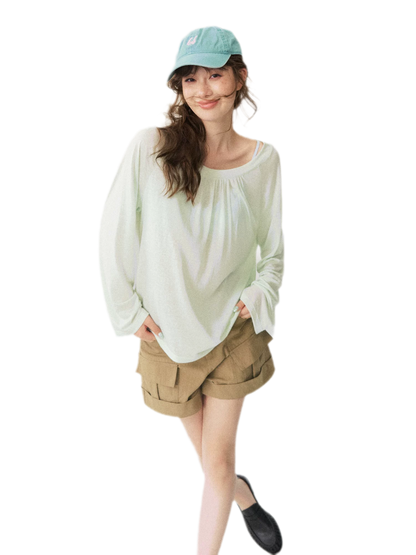 V-Neck Ruched Long Tee