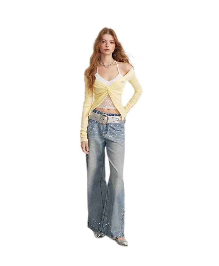 Lace Trim Faux Two-Piece Top