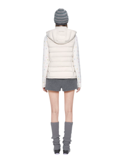 Cinched Hooded Quilted Down Vest