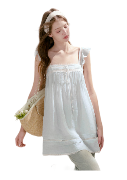 Pleated Lace A-Line Dress
