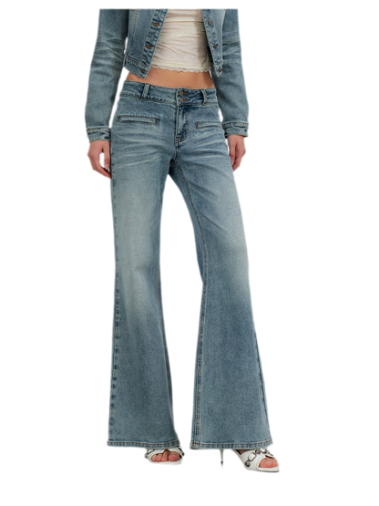 Washed Cat-Whisker Flare Jeans