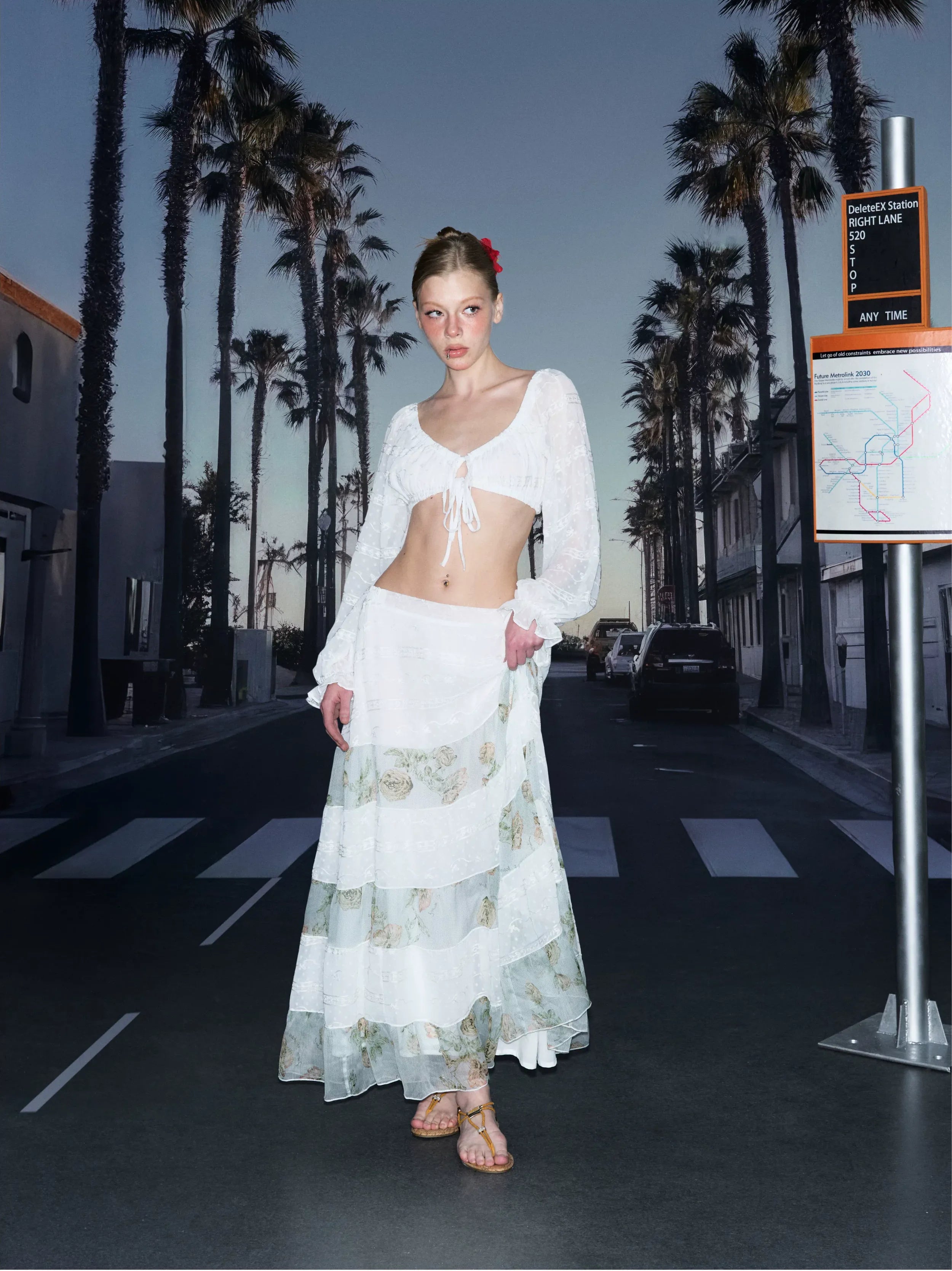 Chiffon Patchwork Maxi Skirt