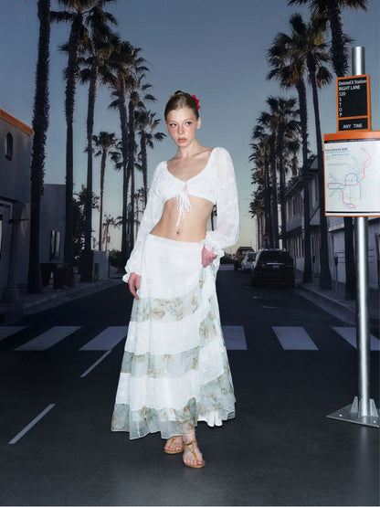 Chiffon Patchwork Maxi Skirt