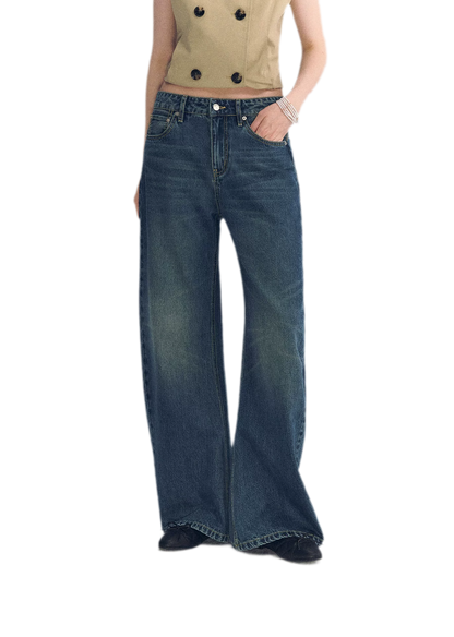Vintage Wash Wide-Leg Jeans