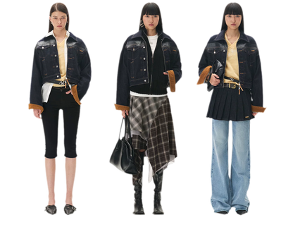 Suede-Patch Coated Denim Jacket