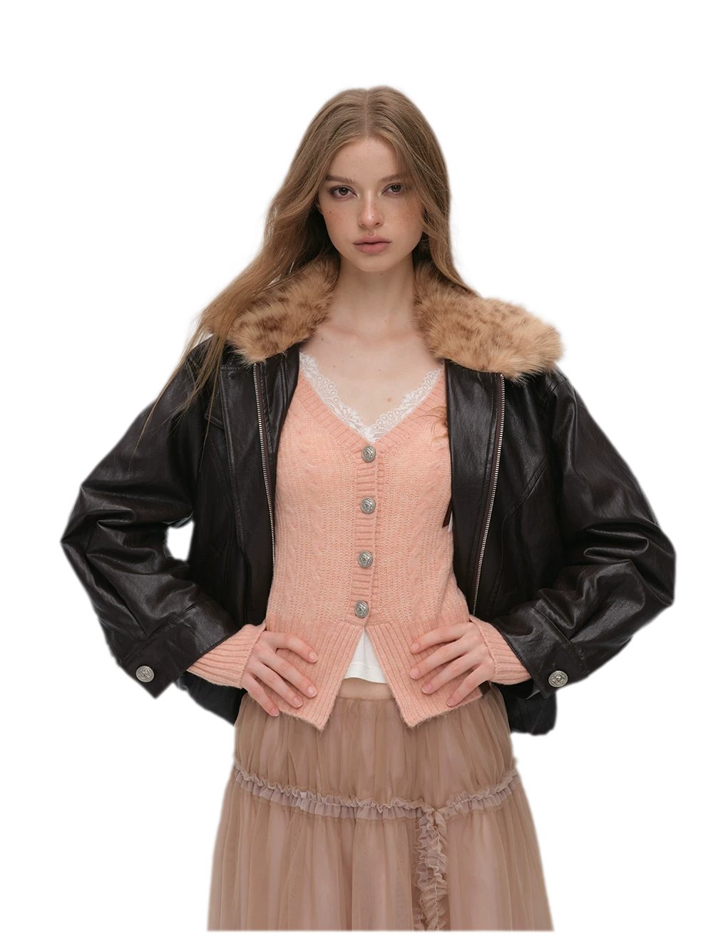 Metallic Leopard Collar Jacket