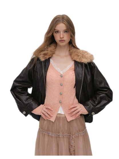 Metallic Leopard Collar Jacket