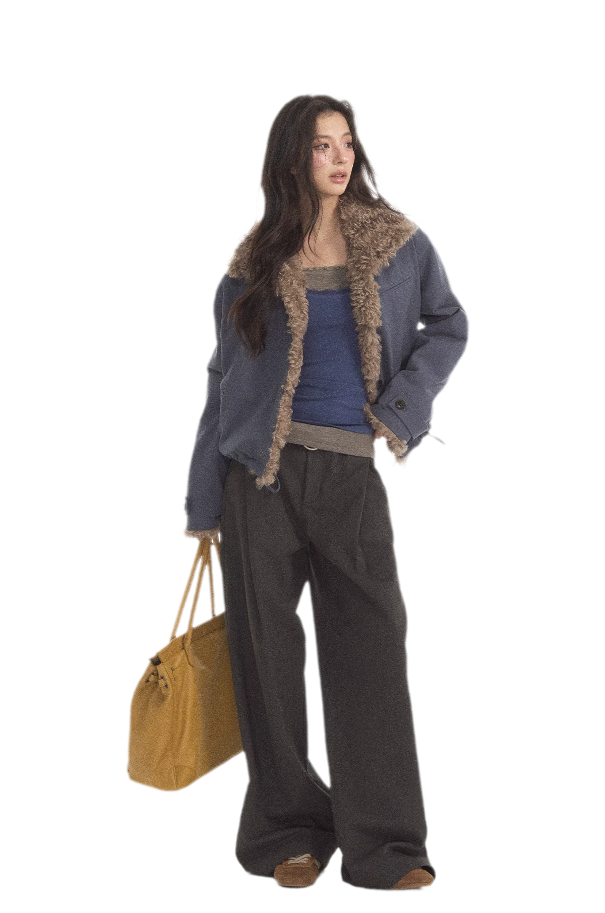 Faux Lamb-Wool Patchwork Jacket