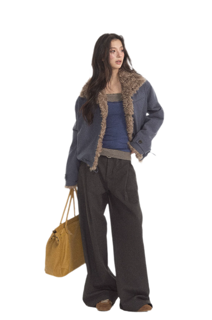 Faux Lamb-Wool Patchwork Jacket