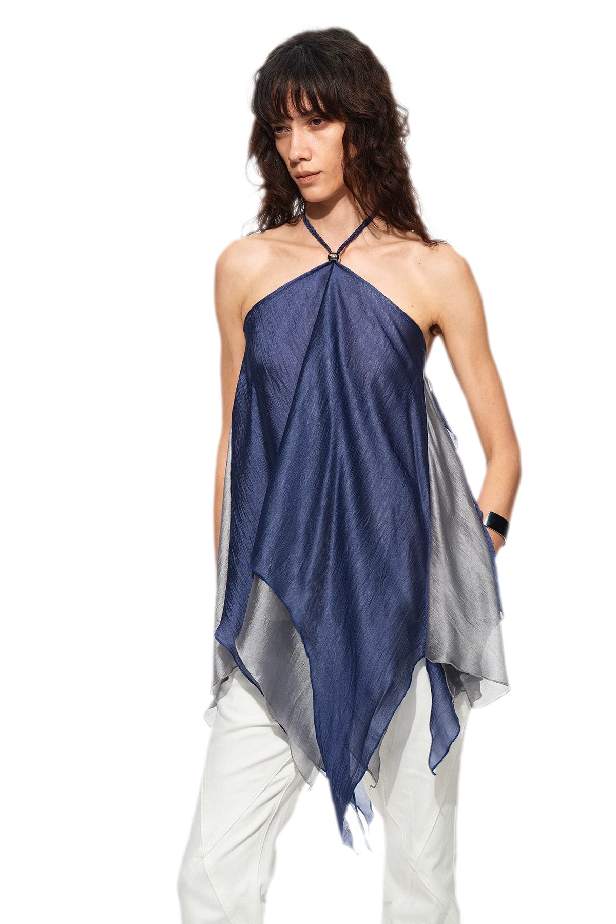 Handwoven Contrast Hem Bandeau Top