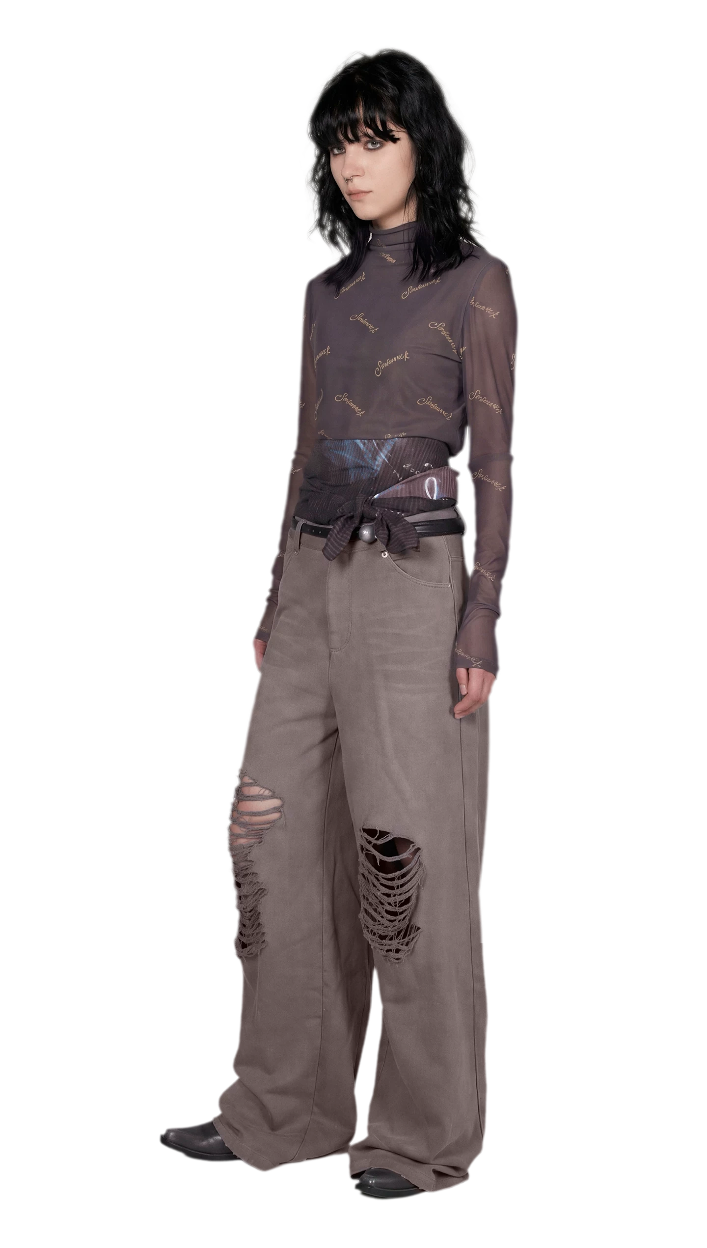Mesh Turtleneck Top