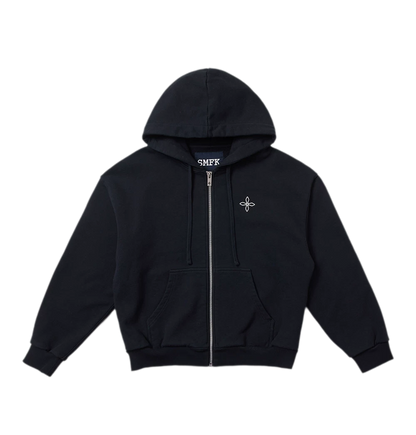 Cross Statue Oversized Zip-Up Hoodie